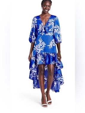 Alexis x Target Royal Blue Floral High Low Ruffle Dress Sz 3X